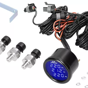 گیج فشار هوا GeiemKua، گیج فشار هوای سه گانه نمایشگر LED دیجیتال تعلیق هوا 0-220PSI با 3 عدد سنسور 1/8NPT