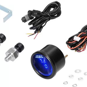 گیج فشار هوا GeiemKua، گیج فشار هوای دوگانه نمایشگر LED دیجیتال تعلیق بادی 0-220PSI با 2 عدد سنسور 1/8NPT
