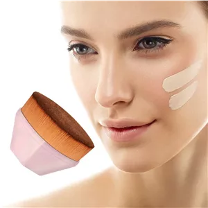 برس آرایشی کرم پودر ELECDON، برس کابوکی سر صاف شش ضلعی برای صورت، رژگونه، کرم مایع یا پودر فشرده با یک کیف محافظ هدیه (صورتی روشن)