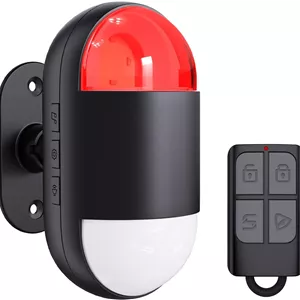 آلارم سنسور حرکتی داخلی: آلارم ردیاب حرکتی بی سیم با آژیر و چراغ چشمک زن (125dB، کنترل از راه دور 328ft، با باتری کار می کند)، زنگ هشدار درب قابل حمل برای مغازه، خانه، گاراژ، سوله، ماشین
