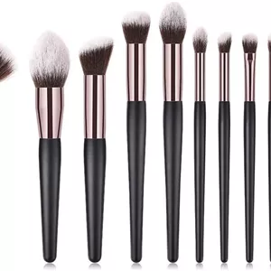 ست براش آرایشی Jinlyp مدل Glossy Silhouette رنگ مشکی طلایی
