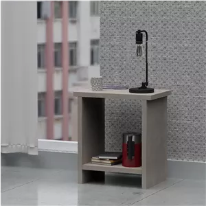 میز پاتختی ماهمی مدل Modern رنگ سفید بتنی