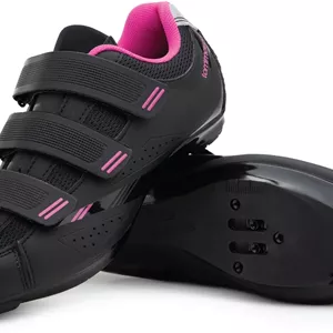 کفش دوچرخه سواری داخل سالن زنانه Tommaso Pista Aria Elite Knit Quick Lace به همراه کفی سازگار، Look Delta، SPD - سفید، مشکی، بنفش