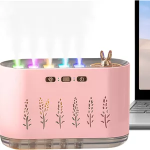 دستگاه بخور هوا - دستگاه بخور رومیزی با مه خنک و نور 7 رنگ، پخش کننده روغن آروماتراپی و تصفیه کننده هوا برای اتاق کودک