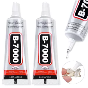 چسب فوق العاده B-7000، چسب صنعتی B7000 مناسب برای نگین، صنایع دستی، لباس، کفش، پارچه، جواهرسازی، تلفن های همراه، تبلت، چوب، لاستیک، چرم و منسوجات (2x50 میلی لیتر/2.1 اونس)