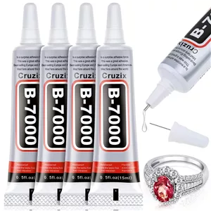 چسب شفاف B-7000 برای کارهای بدلیجات، جواهرات و چسب مهره B7000 چسب نیمه روان با ویسکوزیته بالا برای لباس، کفش، پارچه، تعمیر صفحه نمایش تلفن های همراه، فلز، سنگ، هنر ناخن، شیشه (4x15 میلی لیتر / 0.5 اونس)