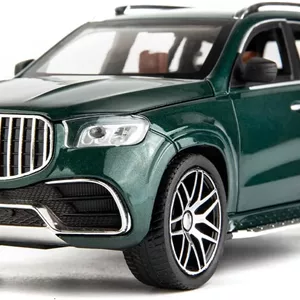 ماکت ماشین فلزی بنز GLS63 AMG WAKAKAC مقیاس 1/24، کلکسیونی، عقب کش، دارای چراغ و صدا، درب ها بازشو، مناسب هدیه برای پسران (سبز)