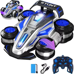 ماشین کنترلی ارتقا یافته با قابلیت چرخش 360 درجه، ماشین RC 2 در 1 ضد جاذبه، ماشین مسابقه دریفت چرخ دار با چراغ ها و موسیقی، هدیه تولد، اسباب بازی برای پسران 6، 7، 8، 9، 10، 11، 12 ساله