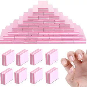 بسته 50 عددی مینی بافر ناخن، سوهان اسفنجی با درجه زبری 100/180 برای ناخن های طبیعی، ژلی و اکریلیک، ست ابزار مانیکور، مناسب برای استفاده در سالن 