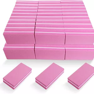 بافر ناخن (بسته 60 عددی)، سوهان بافر مناسب ناخن های اکریلیک و ناخن های طبیعی، بافر کوچک گریت 100/180، بسته بافر عمده برای ناخن، مجموعه بلوک های سوهان مانیکور حرفه ای صورتی 