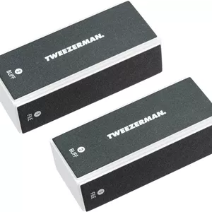 مجموعه دو عددی بافرهای ناخن تویزرمن، سوهان های چند طرفه برای سوهان کشی، بافر کردن، صاف کردن و براق کردن ناخن، پدهای رنگی برای استفاده آسان، پرداخت با کیفیت سالن، بادوام و ملایم، مشکی 
