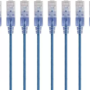 کابل پچ اترنت Cat6A مونوپرایس - 4.2 متر - آبی | کابل اینترنت شبکه - RJ45، 550 مگاهرتز، UTP، سیم مسی خالص، 10G، 30AWG، بسته 10 عددی - سری SlimRun