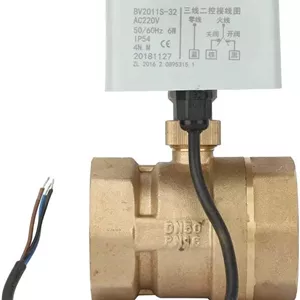 شیر توپی موتوری فاسینت، AC220V DN50 2 اینچ 2 راهه 3 سیم برنجی با مقاومت بالا شیر توپی موتوری برقی اکچویتور شیر رزوه ای برای گرمایش، تهویه، تهویه مطبوع و غیره