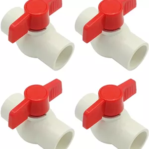 شیر قطع کن لوله آب 1 اینچی DUZFOREI، ست شیر توپی PVC NPT SCH40، 4 عددی برای سیستم آبیاری و تامین آب سرد