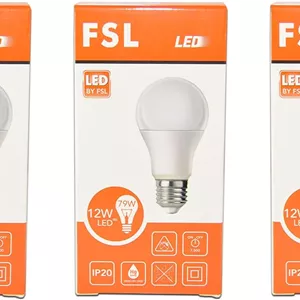 لامپ ال ای دی FSL مدل A60 12 وات پایه E27 ولتاژ AC220-240V سفید/سفید گرم/زرد (بسته 3 عددی) (سفید 6500K)