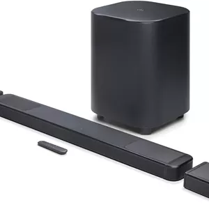 سیستم ساندبار 11.1.4 کاناله JBL Bar 1300XMK2 با بلندگوهای فراگیر جداشدنی، Dolby Atmos® & DTS:X®، حداکثر توان خروجی 1570 وات و ساب ووفر بی سیم 12 اینچی (مشکی)
