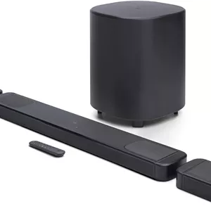 سیستم ساندبار 7.1.4 کاناله JBL Bar 1000MK2 با بلندگوهای فراگیر جداشدنی، MultiBeam 3.0™، Dolby Atmos® و DTS:X®، توان خروجی 480 وات RMS با ساب ووفر 10 اینچی و سازگار با بلندگوهای دارای دستیار صوتی (مشکی)