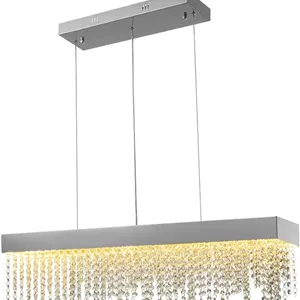 لوستر مستطیلی مدرن مناسب اتاق ناهارخوری طلایی/کروم/مشکی چراغ آویز LED - دکوراسیون منزل کریستالی چراغ آشپزخانه، دکور مدرن، کروم