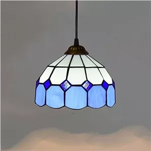 لوستر آویز تیفانی 8 اینچی، چراغ سقفی شیشه ای، لوستر رو به بالا مناسب برای اتاق خواب، اتاق نشیمن، اتاق غذاخوری، آشپزخانه، رستوران