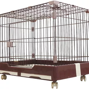 قفس سگ تاشو دو درب WYJW با توالت و قرقره زیرین
