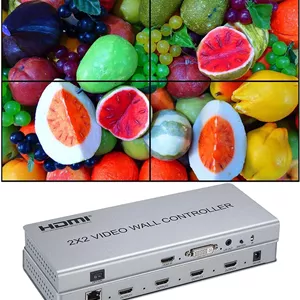 کنترلر دیوار ویدئویی Microware با کیفیت بالا 2x2، پردازنده دیوار ویدئویی با پشتیبانی از ورودی های HDMI DVI برای اتصال 4 تلویزیون، 4 خروجی HDMIاتصال صوتی برای نمایشگر HDTV با RS232