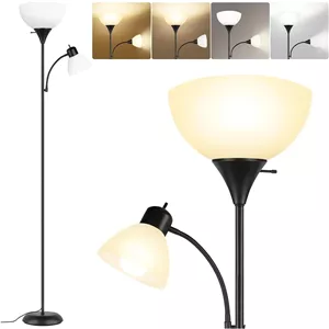 چراغ ایستاده 12 وات ALMEKAQUZ با دو چراغ، چراغ قوه LED عمودی، چراغ مطالعه قابل تنظیم، کلید 2 طرفه برای اتاق نشیمن، دفتر