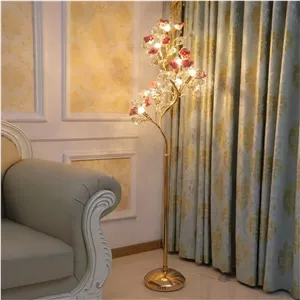 چراغ ایستاده گل سرامیکی مدرن LED، سبک فرانسوی، مناسب اتاق نشیمن، اتاق خواب، اتاق دخترانه، ویلا، کنار مبل، چراغ تزئینی (مدل 1)