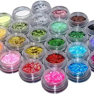 مجموعه پودر اکلیل کاسکوو ۲۴ رنگ - مناسب برای تزئین ناخن، کاردستی و DIY