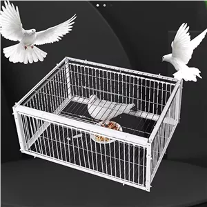 تله قفس کبوتر – تله پرنده فلزی سفید با درب دسترسی به سقف، ورود 4 طرفه، طراحی انسانی – موجود در ابعاد 60x60x26cm و 90x60x26cm – برای کبوترها، قمری ها و پرندگان کوچک (بزرگ)