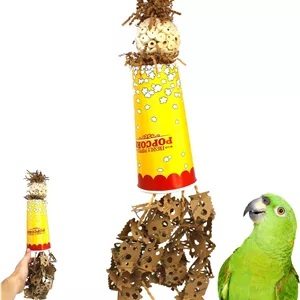 اسباب بازی پرنده متوسط بزرگ Bonka Bird Toys 2322 مدل Popcorn Crumble، اسباب بازی جویدنی از جنس کاغذ پاپ کورن، مقوا، طناب، سولا و آتا مناسب برای آمازون ها، کانورها، کاسکوهای آفریقایی و سایر پرندگان مشابه