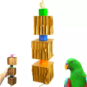اسباب بازی پرنده بزرگ سه تایی بلوک و مکعب Bonka Bird Toys 3749، مناسب برای طوطی خاکستری آفریقایی آمازون