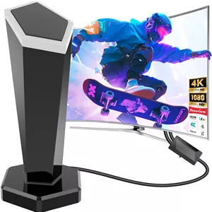 آنتن تلویزیون ارتقا یافته 2025، آنتن داخلی Freeview HD TV با تقویت کننده سیگنال، آنتن دیجیتال تلویزیون داخلی با پایه مغناطیسی و نصب آسان برای برد طولانی 650 مایل پشتیبانی از 4K/1080P HDT