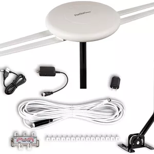 آنتن تلویزیون HDTV فایو استار [جدیدترین مدل 2020] - آنتن تلویزیون بیرونی تقویت شده 360 درجه همه جهته تا 240 کیلومتر، مناسب برای داخل/بیرون خانه، RV، اتاق زیر شیروانی، 4K 1080P UHF VHF، پشتیبانی از 4 تلویزیون، شامل کیت نصب و میله نصب