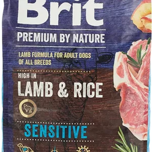 غذای سگ بالغ نژاد حساس Brit Care Premium by Nature با طعم بره و برنج، 8 کیلوگرم