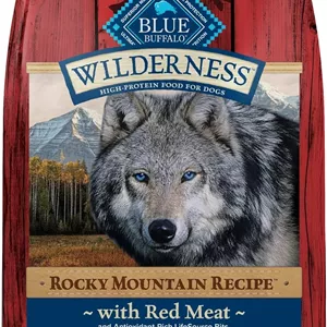 غذای خشک سگ بالغ با پروتئین بالا بلو بوفالو Wilderness Rocky Mountain Recipe، گوشت قرمز با غلات، کیسه 28 پوندی