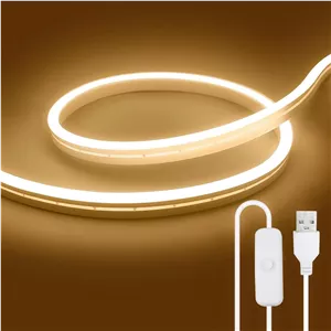 چراغ نواری ال ای دی USB آبودا، 3 متر نوار نئون ضد آب، چراغ نواری ولتاژ پایین 5 ولت برای اتاق خواب، اتاق نشیمن یا مهمانی. (نور گرم، 3000K)
