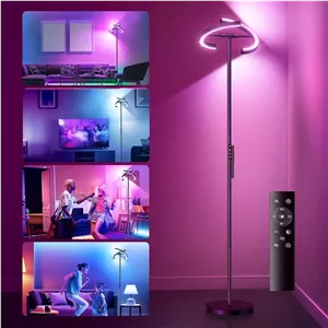 چراغ ایستاده RGB Ehaho برای اتاق نشیمن، چراغ LED کم نور شونده 20 وات، چراغ ایستاده LED مدرن RGB با کنترل از راه دور 1300 لومن، 3000 کلوین - 6000 کلوین، چراغ ایستاده لمسی چراغ مطالعه برای اتاق نشیمن، اتاق خواب، دفتر، هتل