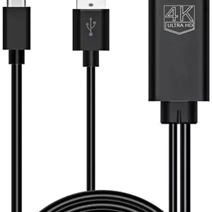 کابل USB Type C به HDMI طول 1.8 متر، آداپتور برای تلویزیون/پروژکتور/مانیتور MHL 4K@30Hz خروجی صدا و تصویر مبدل دیجیتال HDTV کابل شارژ سازگار با اندروید، سامسونگ، مک بوک، آیپد، تاندربولت 3