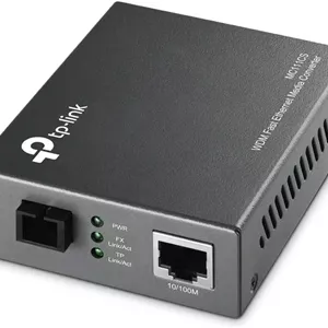 مبدل رسانه ای 2 پورت 10/100 مگابیت بر ثانیه TP-Link MC111CS WDM، مشکی، سازگار با روتر، AP، کارت شبکه، رابط RJ45، 12 وات، 5 ولت، انتقال فیبر نوری تکی تا 20 کیلومتر