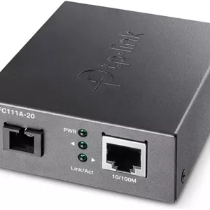 مبدل رسانه فیبر به اترنت TP-Link TL-FC111A-20 | مبدل فیبر SFP به RJ45 با سرعت 10/100 مگابیت بر ثانیه | پورت RJ45 با سرعت 10/100 مگابیت بر ثانیه به فیبر تک حالته 100Base-FX | افزایش فاصله فیبر تا 20 کیلومتر