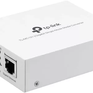 مبدل فیبر به اترنت گیگابیتی TP-Link مدل TL-MC101 | مبدل فیبر به اترنت | پورت RJ45 با سرعت 10/100/1000 مگابیت بر ثانیه به فیبر تک حالته 1000Base-LX، سفید