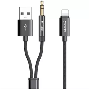 کابل صوتی 3.5 میلی‌متری Yesido YAU18 AUX آداپتور برای آیفون، کابل صوتی AUX خودرو 2 در 1 جک 3.5 میلی‌متری استریو با پورت شارژ USB سازگار برای آیفون، آداپتور صوتی موسیقی، انتقال بالا