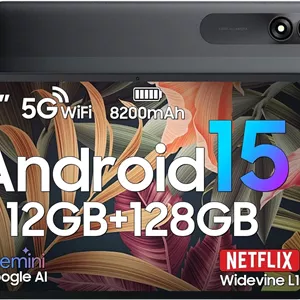 تبلت TAB90 WIFI با اندروید 15، صفحه نمایش 11 اینچی، 12 گیگابایت رم128 گیگابایت رام (قابلیت ارتقا تا 1 ترابایت با TF)، باتری 8200 میلی آمپر، شارژ سریع 10 واتی Widevine L1، وای فای 5G، دوربین 13 8 مگاپیکسل، Type-C، جک هدفون 3.5 میلی متری، بلوتوث 5.0 (بدون پشتیبانی از سیم کارت)
