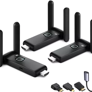 فرستنده HDMI بی‌سیم و دو گیرنده 4K، اتصال آسان و پخش دو نمایشگر/فایل. توسعه دهنده بی‌سیم USB-C به HDMI قابل حمل 50 متر، از لپ‌تاپ‌ها، جعبه‌های تلویزیون به پروژکتورها و نمایشگرهای HDTV