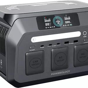 پاور استیشن قابل حمل پاورولوژی DYNAMIC800 [800W/512Wh]، PD 100W، 2 خروجی AC، ورودی شارژ خورشیدی، شارژ سریع، پورت های USB-A/USB-C/DC، ژنراتور قابل حمل برای لپ تاپ/ فضای باز/ کمپینگ/ تلفن/ RV