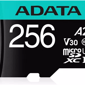 کارت حافظه ADATA Premier Pro 256GB microSDXC/SDHC UHS-I U3 Class 10(V30S) به همراه آداپتور، مشکی