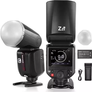 فلاش اسپیدلایت NEEWER Z2II-C 2.4G TTL سازگار با دوربین های کانن، بی سیم سازگار با Godox، 76Ws 1/8000s HSS 600 نور با قدرت کامل، 2 لامپ مدلینگ، سوئیچ TTL/M، دیفیوزر