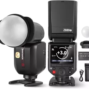 فلاش دوربین پرسرعت NEEWER Z880-C 76W 2.4G TTL سازگار با Canon، دارای دیفیوزر و آداپتور، لامپ مدلینگ، سوئیچ سریع TTL/M، GN60 1/8000s HSS باتری 7.2V/3000mAh با 600 فلاش با قدرت کامل