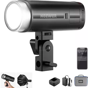 فلاش اکسترنال NEEWER Q200 200Ws 2.4G، دارای باتری لیتیوم-یون 3200mAh، فلاش استودیویی عکاسی بی‌سیم مونولایت، با 750 فلاش با قدرت کامل، بازیافت 0.01-1.5 ثانیه، آداپتور باتری
