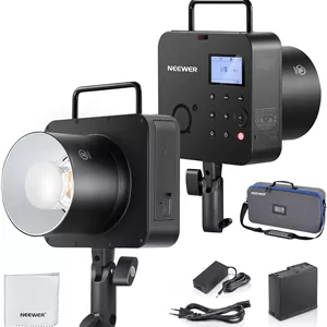 فلاش استودیویی فضای باز NEEWER Q4 400Ws 2.4G TTL (ظاهری جدید)، 1/8000s HSS / باتری 2800mAh / لامپ تنظیم 30W / 400 قدرت کامل، فلاش، عکاسی، مانت بوئنز، مونو لایت با پارچه تمیز کننده